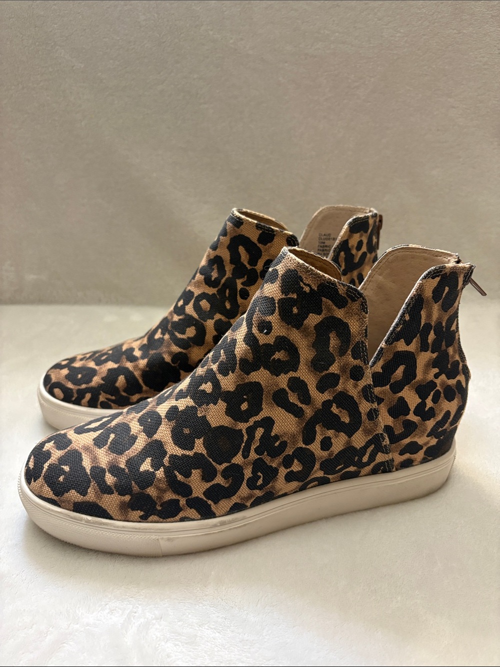 Steve Madden Leopard Print Hidden Wedge Slip-On Sneakers - Tan/Black Sz: 10M